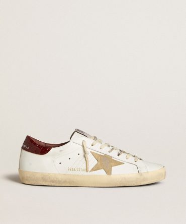 Men’s Super-Star with sand suede star and red croc-print leather heel tab