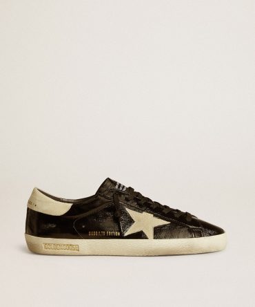 Men’s Super-Star LTD in black patent leather with suede star and heel tab