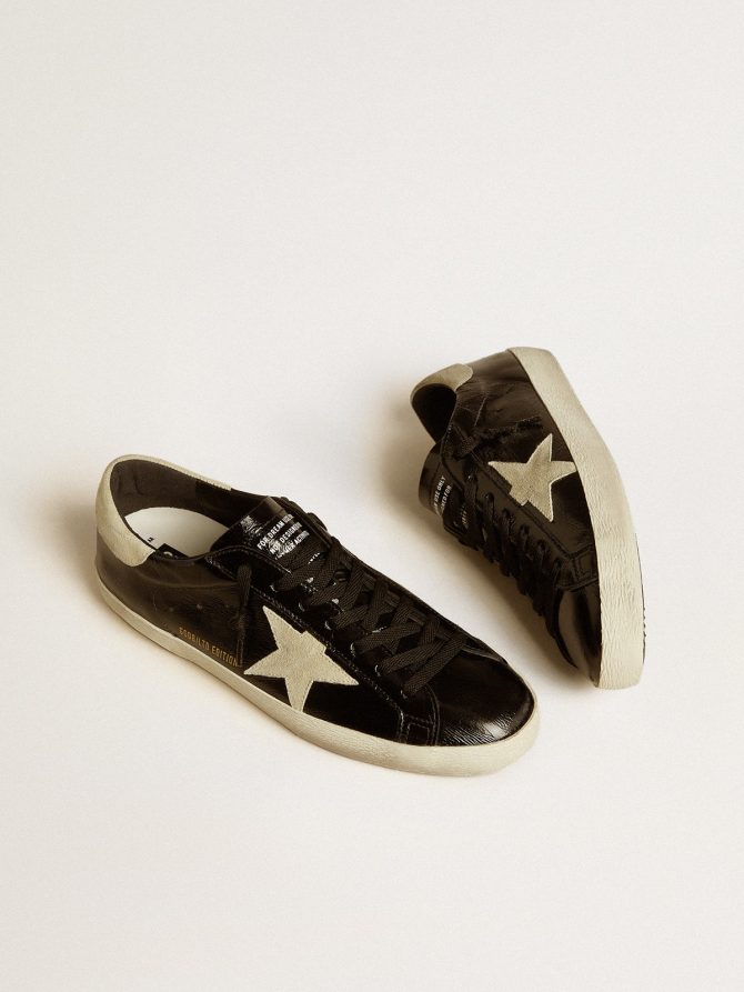 Men’s Super-Star LTD in black patent leather with suede star and heel tab - Image 2