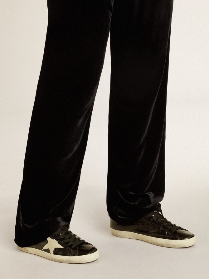 Men’s Super-Star LTD in black patent leather with suede star and heel tab - Image 3