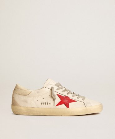 Men’s Super-Star in nappa with red star and cream leather heel tab