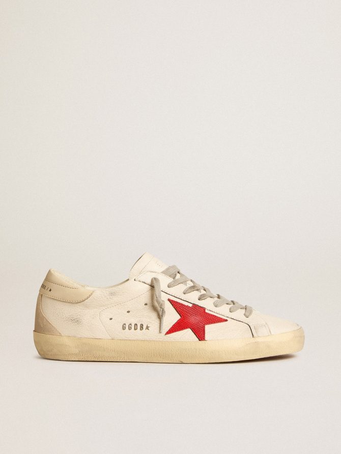Men’s Super-Star in nappa with red star and cream leather heel tab