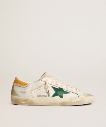 Men’s Super-Star with green suede star and yellow croc-print leather heel tab