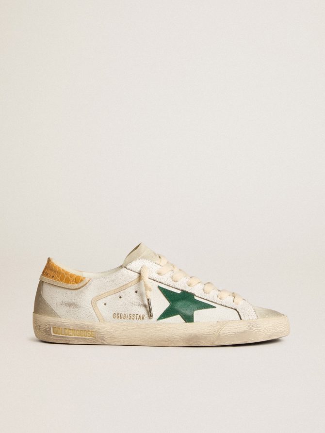 Men’s Super-Star with green suede star and yellow croc-print leather heel tab