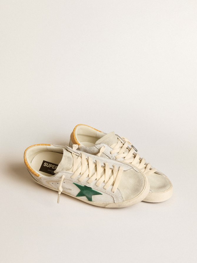 Men’s Super-Star with green suede star and yellow croc-print leather heel tab - Image 2