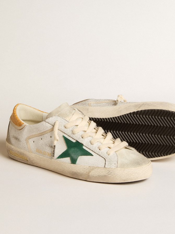 Men’s Super-Star with green suede star and yellow croc-print leather heel tab - Image 3