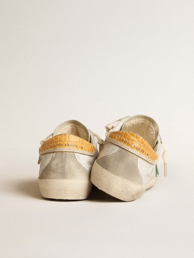 Men’s Super-Star with green suede star and yellow croc-print leather heel tab - Image 4