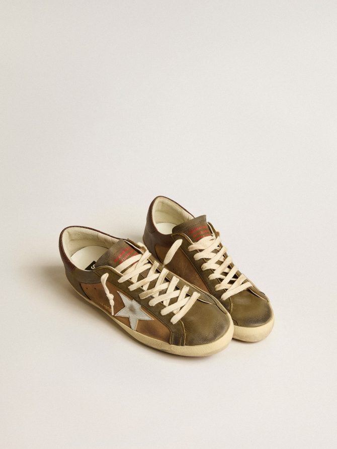 Super-Star LTD in green leather and tobacco-colored suede with silver star - Image 2