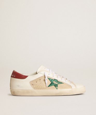 Men’s Super-Star LTD in suede with green metallic star and red heel tab