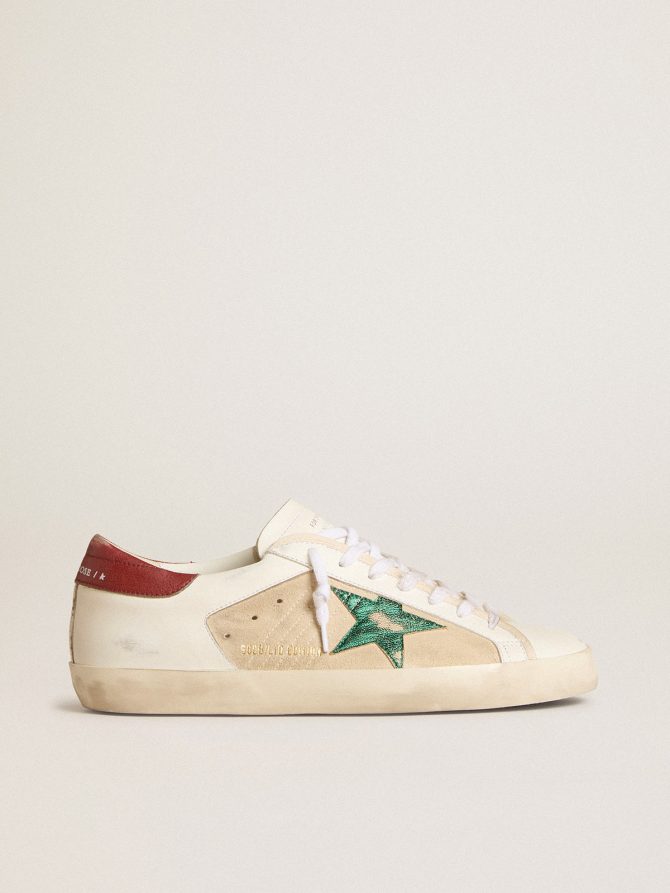 Men’s Super-Star LTD in suede with green metallic star and red heel tab