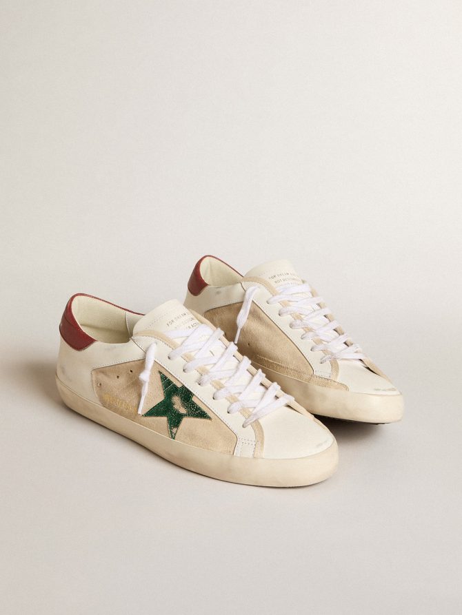 Men’s Super-Star LTD in suede with green metallic star and red heel tab - Image 2