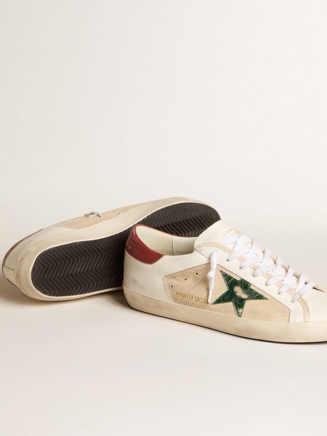 Men’s Super-Star LTD in suede with green metallic star and red heel tab - Image 3