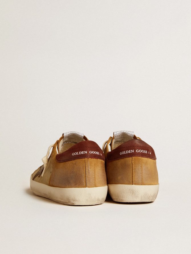 Men’s Super-Star in beige and caramel suede with black crackle leather star - Image 3