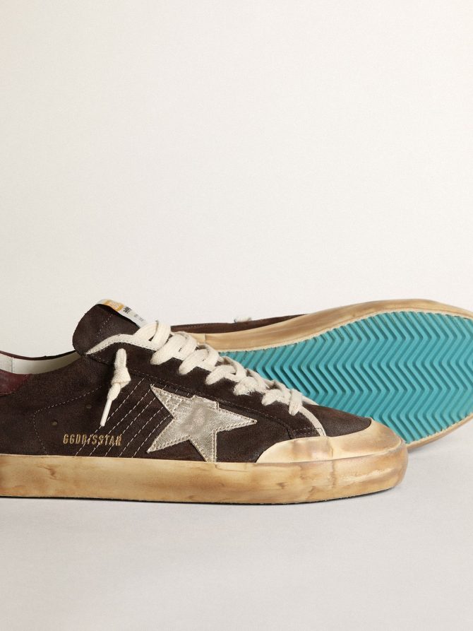 Men’s Super-Star Penstar in brown suede with a platinum star - Image 4