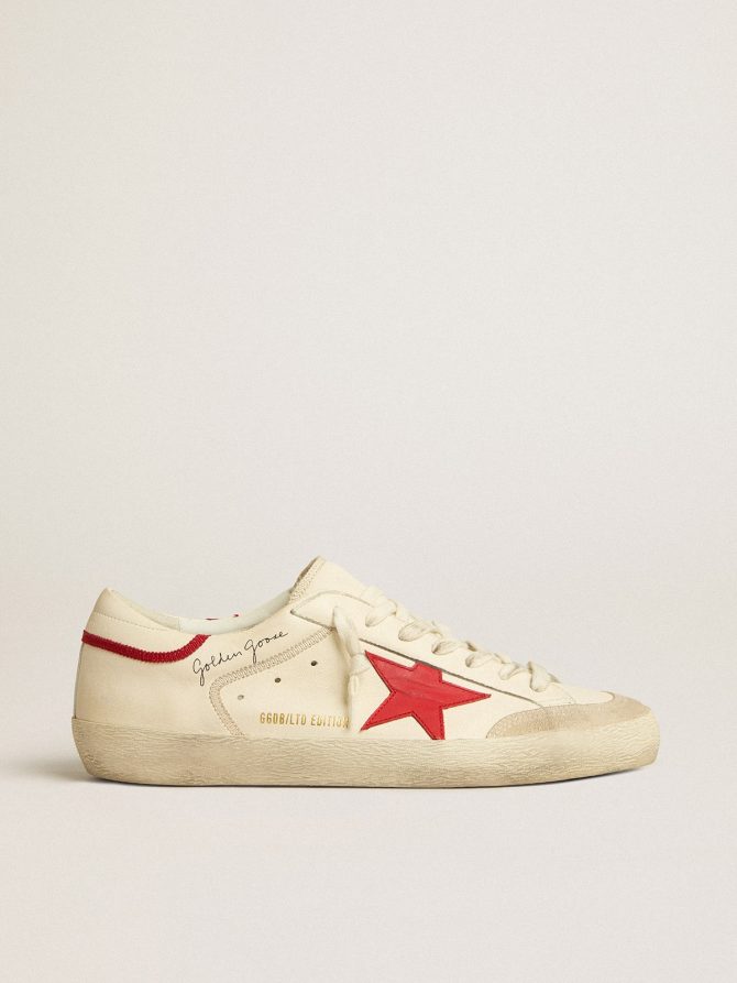 Men’s Super-Star LTD in nappa with red leather star and pearl suede toe