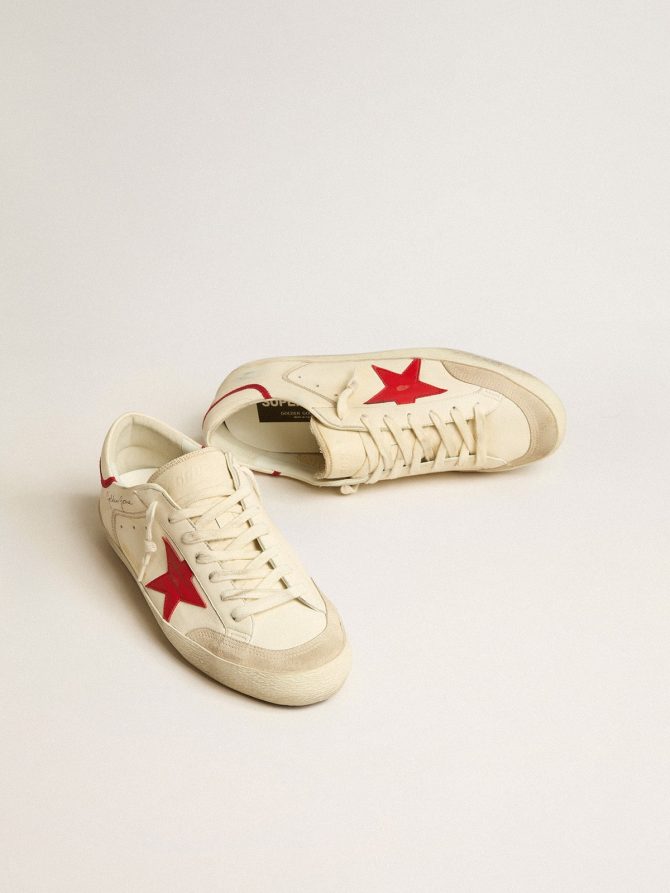 Men’s Super-Star LTD in nappa with red leather star and pearl suede toe - Image 2