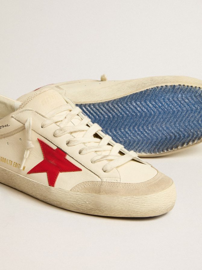Men’s Super-Star LTD in nappa with red leather star and pearl suede toe - Image 3