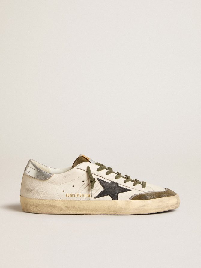 Men’s Super-Star LTD in nappa leather with black leather star and silver heel tab