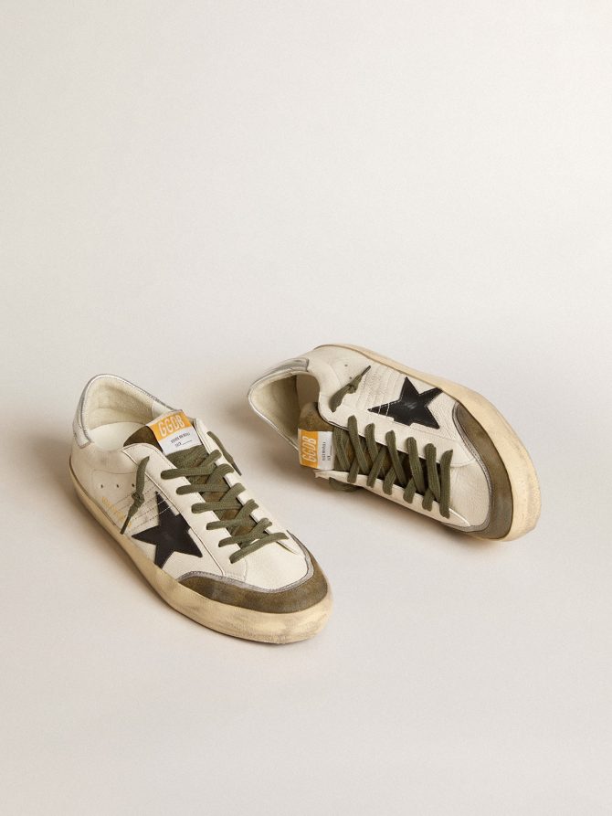 Men’s Super-Star LTD in nappa leather with black leather star and silver heel tab - Image 2