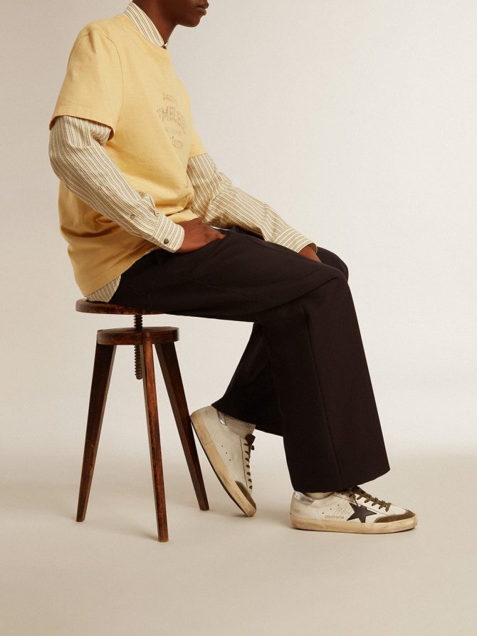 Men’s Super-Star LTD in nappa leather with black leather star and silver heel tab - Image 3