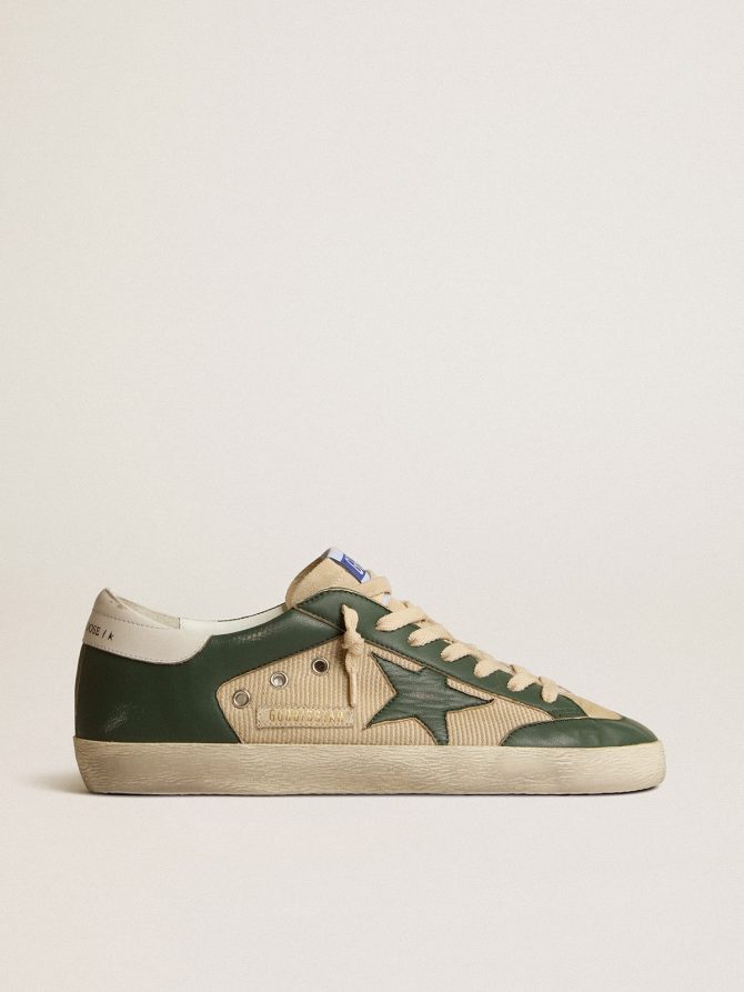 Men’s Super-Star LTD in cream mesh and green nappa with nappa star