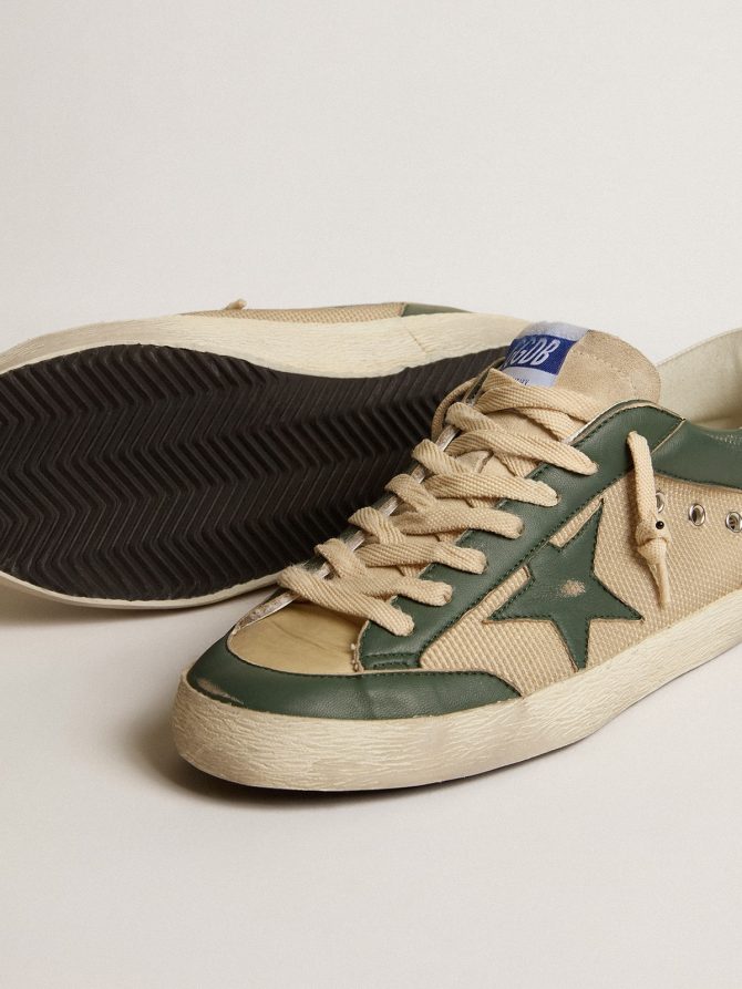 Men’s Super-Star LTD in cream mesh and green nappa with nappa star - Image 4