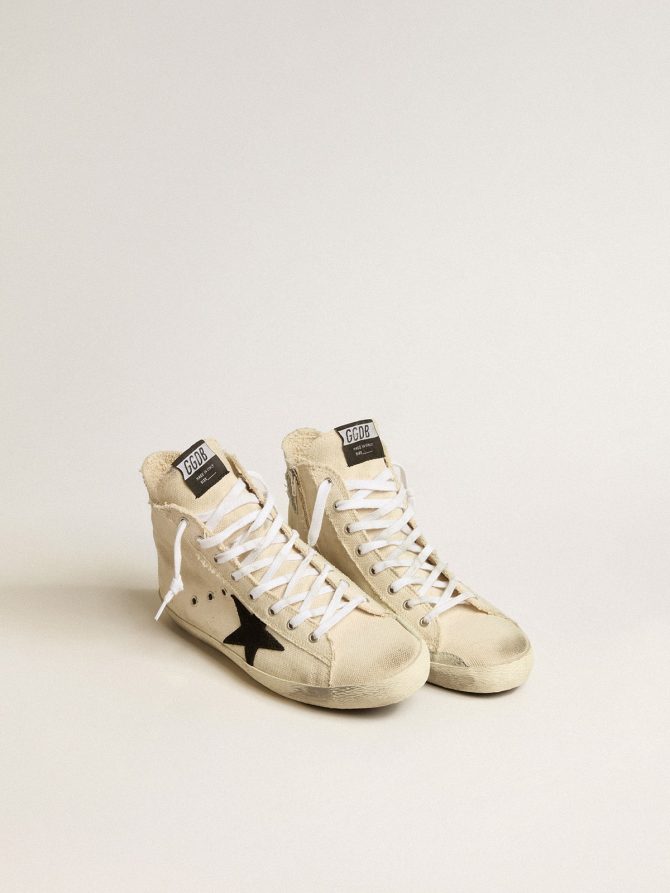 Francy Penstar in canvas with black suede star and leather heel tab - Image 2