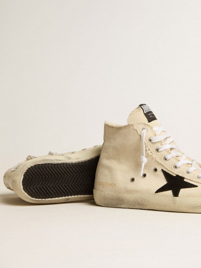 Francy Penstar in canvas with black suede star and leather heel tab - Image 3