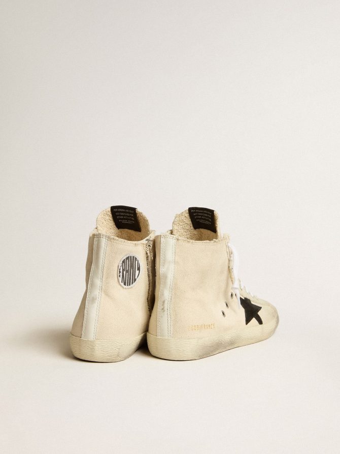 Francy Penstar in canvas with black suede star and leather heel tab - Image 4