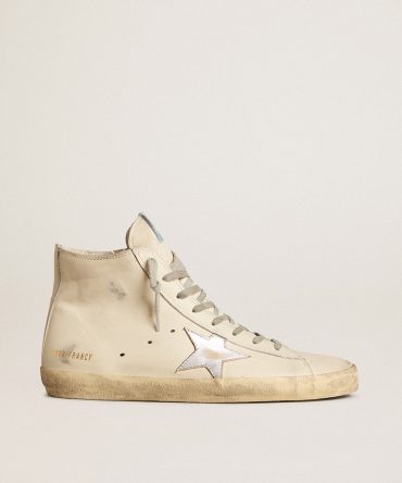 Men’s Francy Penstar in white leather with silver metallic leather star