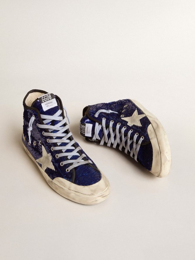 Men’s Francy Penstar in blue sequins with ice-gray suede star - Image 2