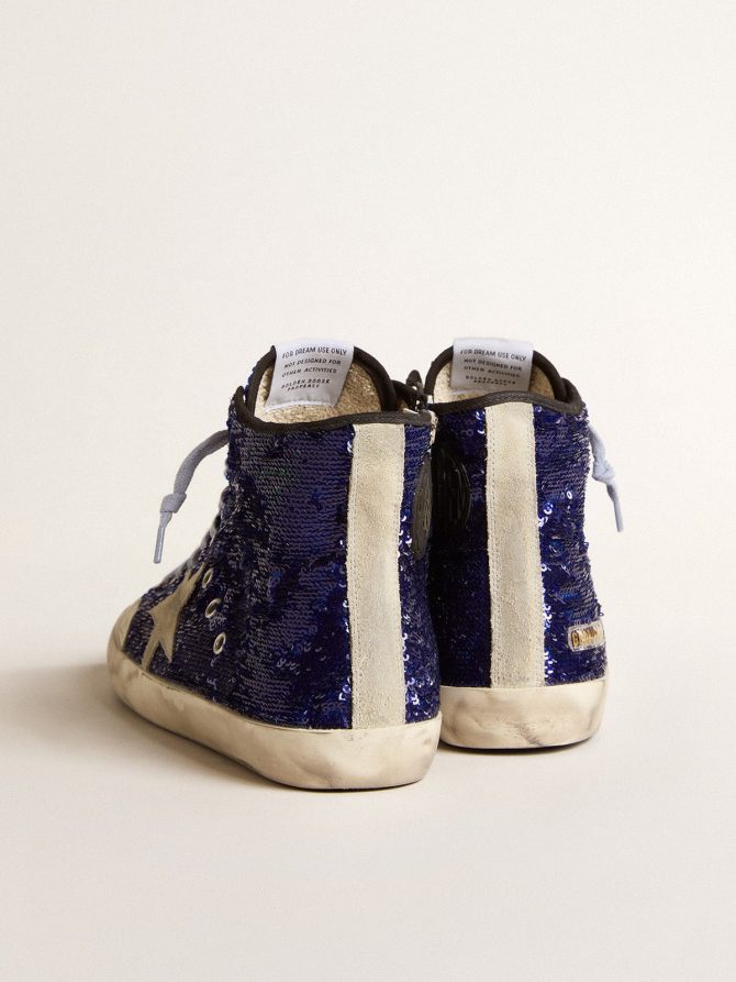Men’s Francy Penstar in blue sequins with ice-gray suede star - Image 4