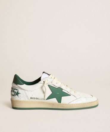 Men’s Ball Star in white nappa leather with green leather star and heel tab