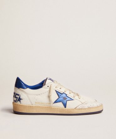 Men’s Ball Star in white nappa with blue star and heel tab