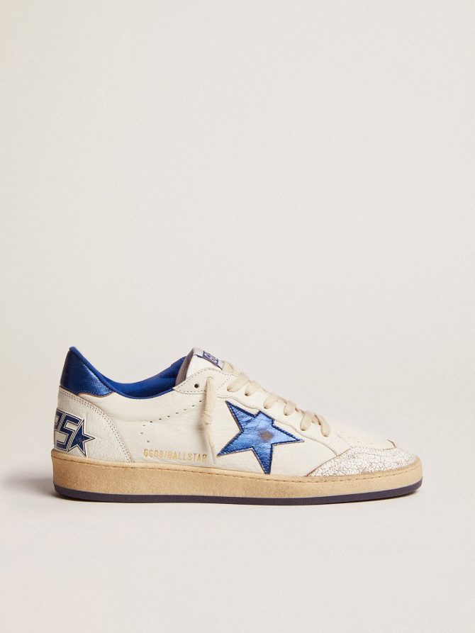 Men’s Ball Star in white nappa with blue star and heel tab