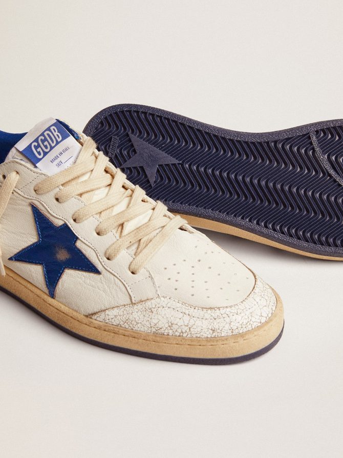 Men’s Ball Star in white nappa with blue star and heel tab - Image 4