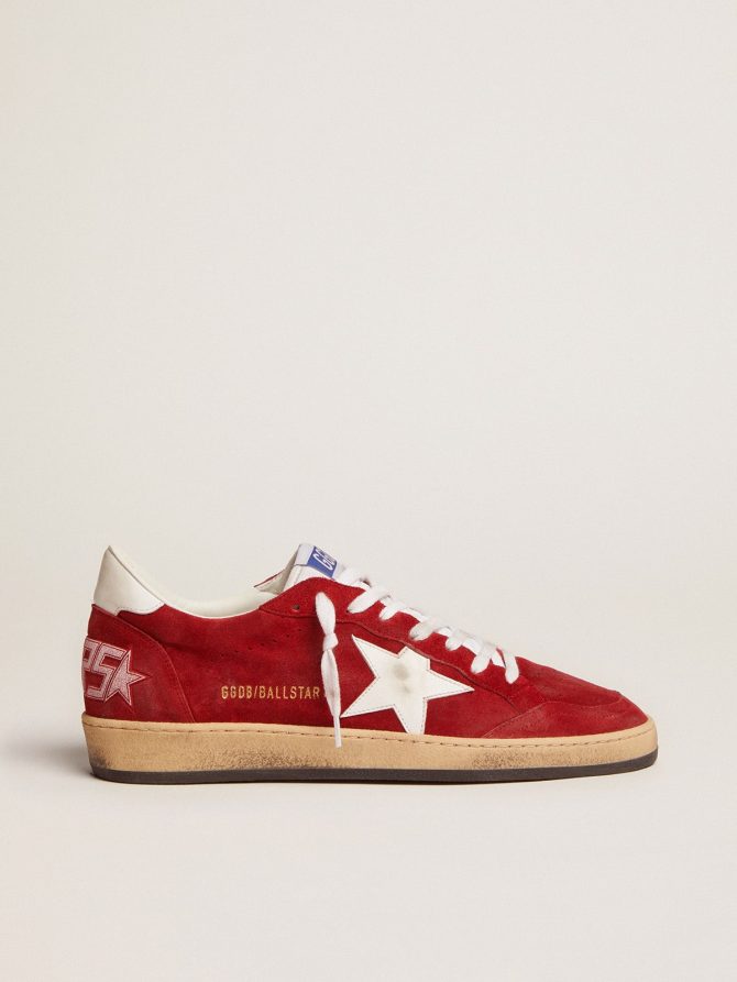 Men’s Ball Star in dark red suede with white star and heel tab