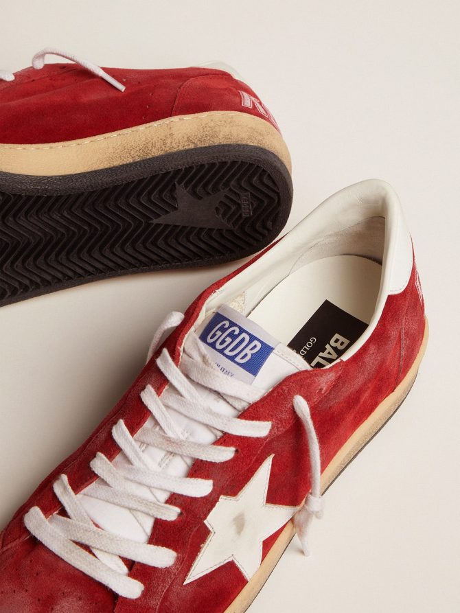 Men’s Ball Star in dark red suede with white star and heel tab - Image 3
