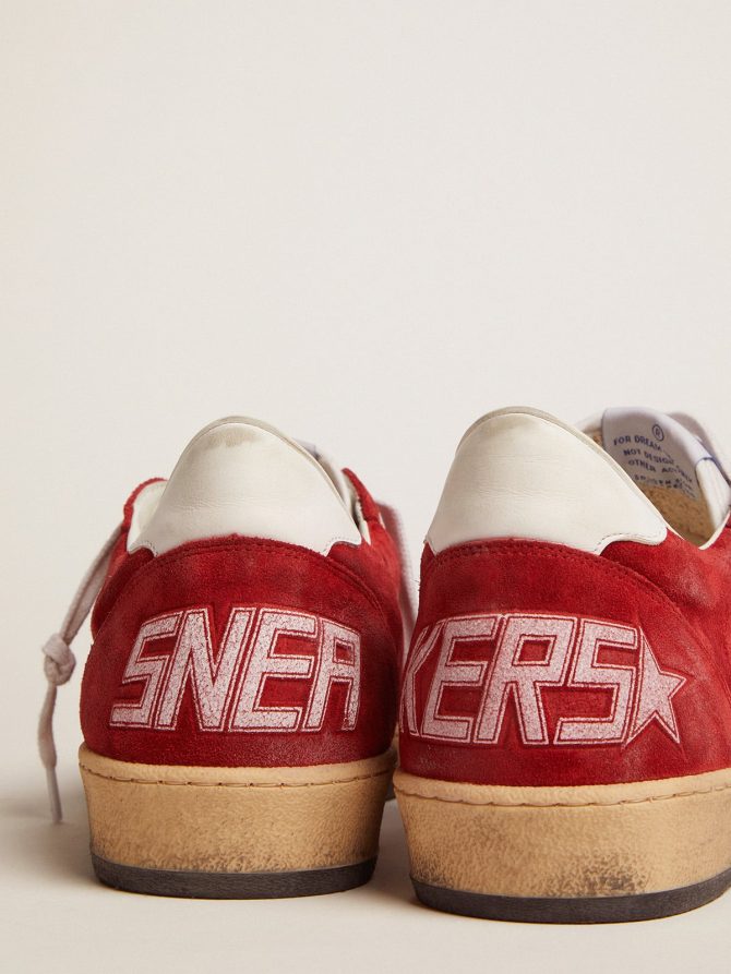 Men’s Ball Star in dark red suede with white star and heel tab - Image 4