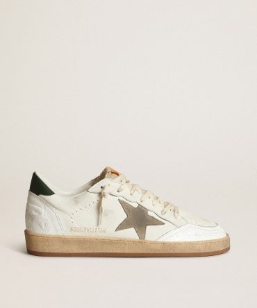 Men’s Ball Star in white nappa with dove gray suede star