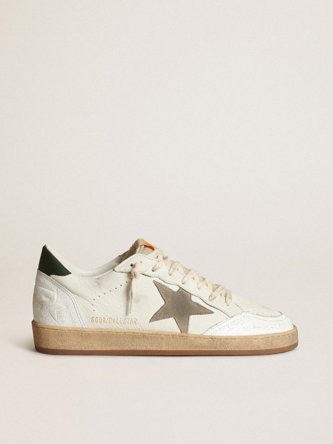 Men’s Ball Star in white nappa with dove gray suede star