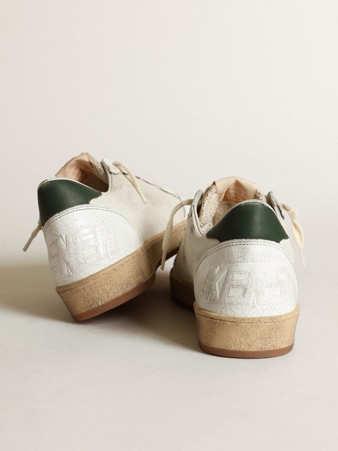 Men’s Ball Star in white nappa with dove gray suede star - Image 5