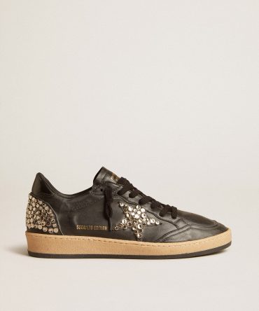 Men’s Ball Star LAB in black nappa with studded black leather star