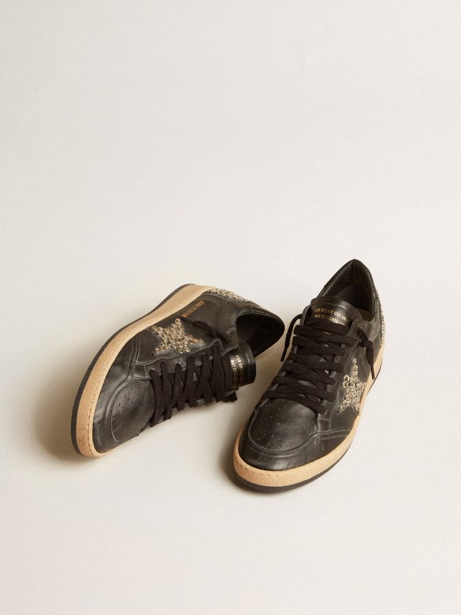 Men’s Ball Star LAB in black nappa with studded black leather star - Image 2