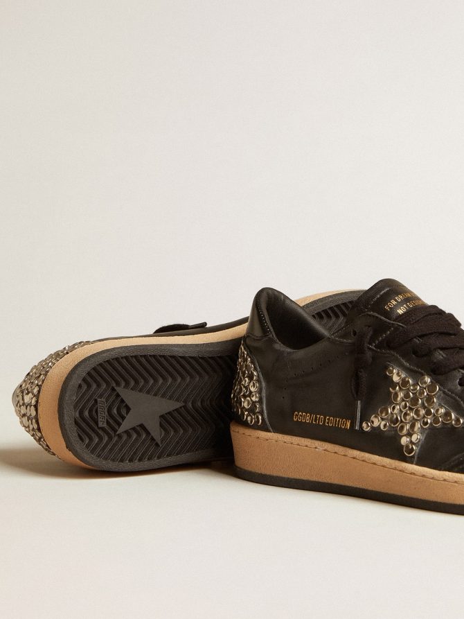 Men’s Ball Star LAB in black nappa with studded black leather star - Image 3