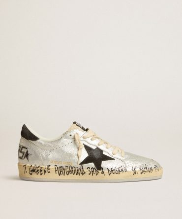 Ball Star LTD in silver leather with gray suede star and heel tab