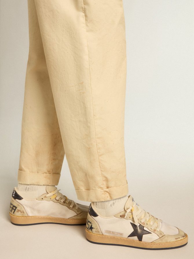 Ball Star in white mesh with vintage blue leather star and heel tab - Image 3
