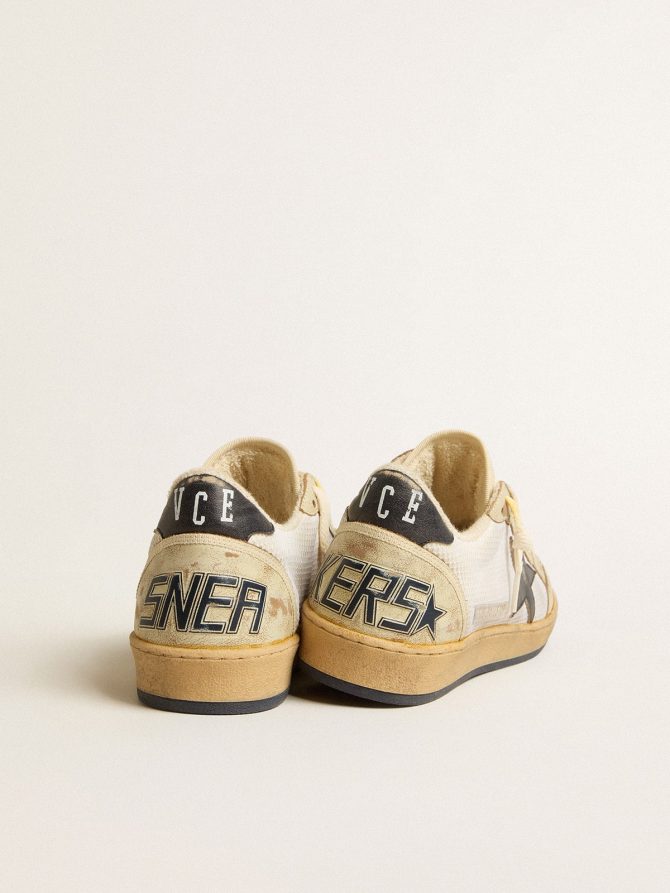 Ball Star in white mesh with vintage blue leather star and heel tab - Image 5