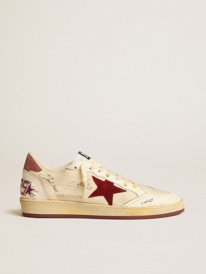 Men’s Ball Star LTD in nylon with pomegranate suede star and leather heel tab