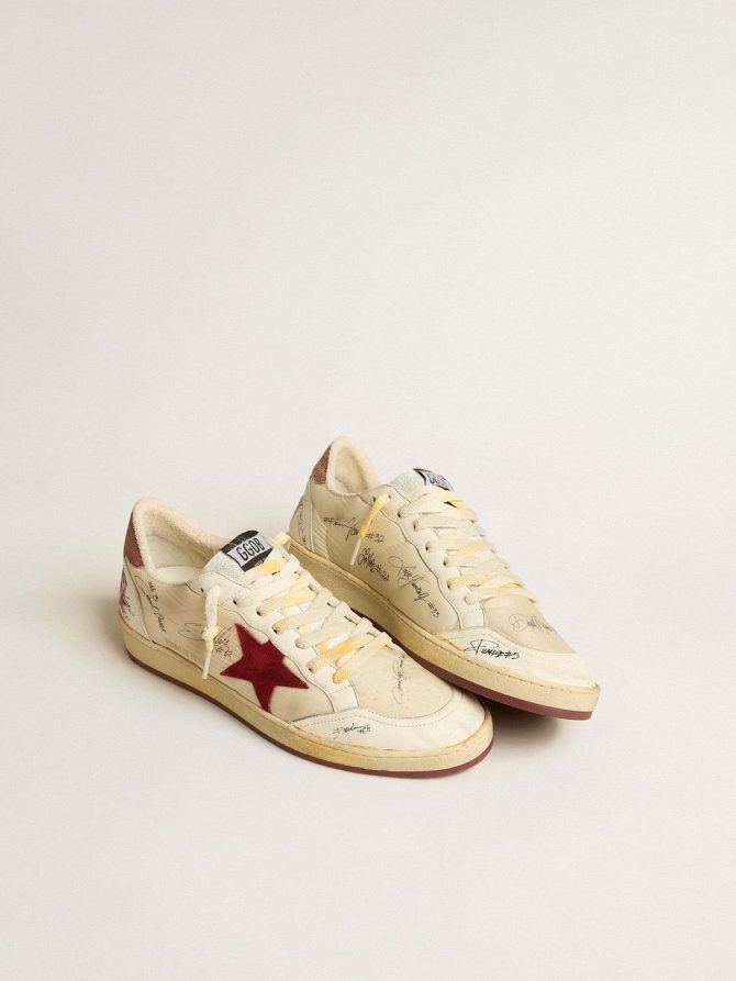 Men’s Ball Star LTD in nylon with pomegranate suede star and leather heel tab - Image 2